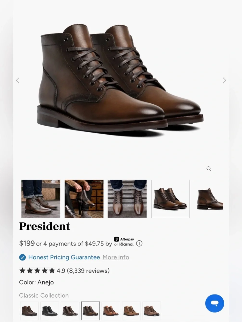 Thursday Boot Co President Lace Up in Anejo